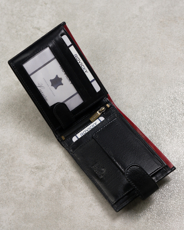 Zapinany Skórzany męski portfel Rovicky z RFID
