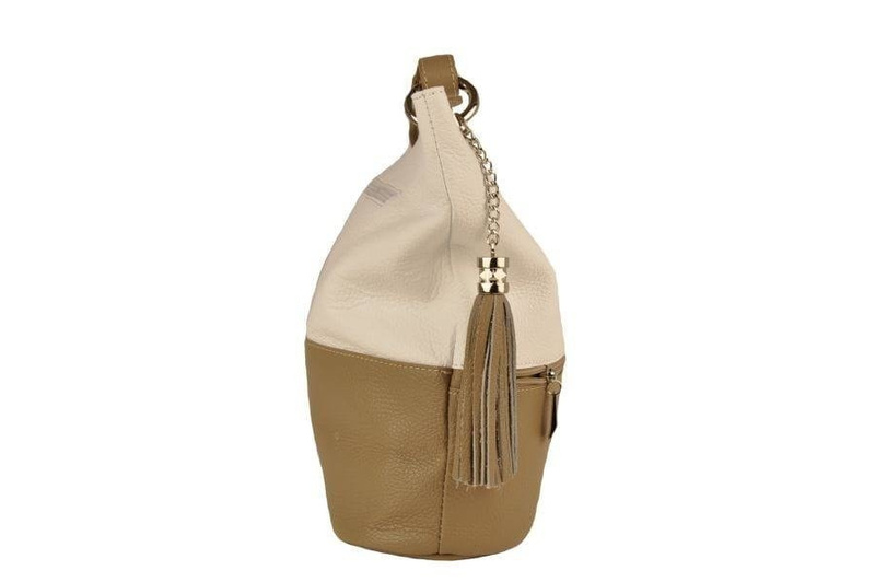 Skórzana torebka worek - Granatowo-czarna