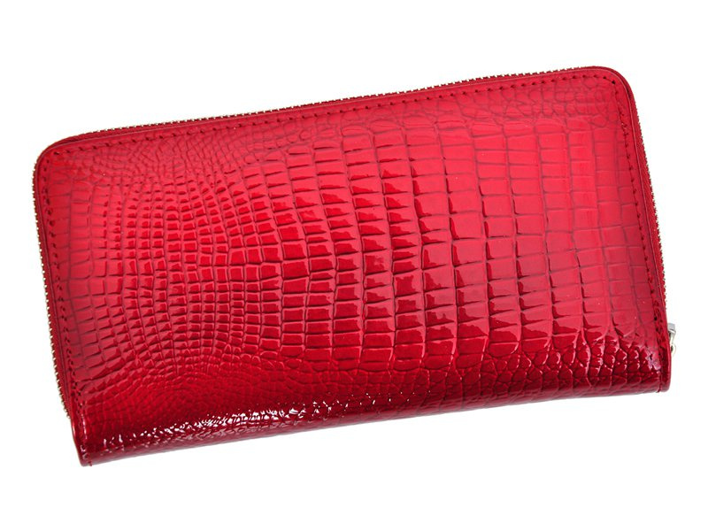 Stylowa Lakierowana duża damska skórzana portmonetka marki Jennifer Jones