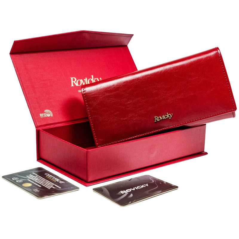 Skórzany damski portfel Rovicky 8802-BPRN RFID