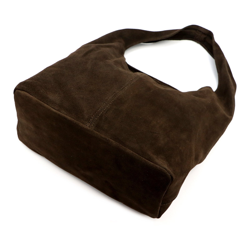 Vera Pelle damska duża torebka na ramię skóra naturalna zamszowa shopperbag