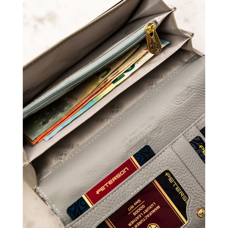 skóra naturalna + Damski portfel ze skóry ekologicznej Peterson PTN PH24-FO-LFL