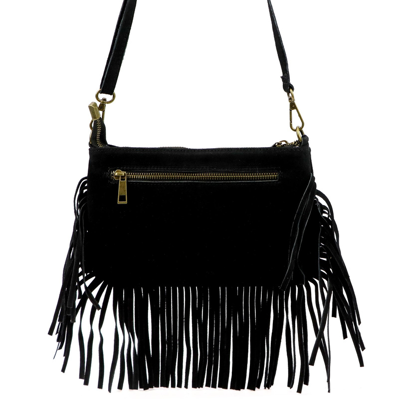 Damska listonoszka skórzana damska torebka na ramię z frędzlami bohoLuka