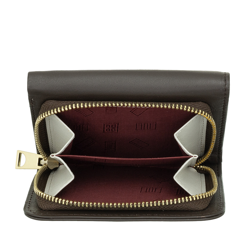 DUDU Damski portfel skóra naturalna na zatrzask minimalistyczny zgrabny