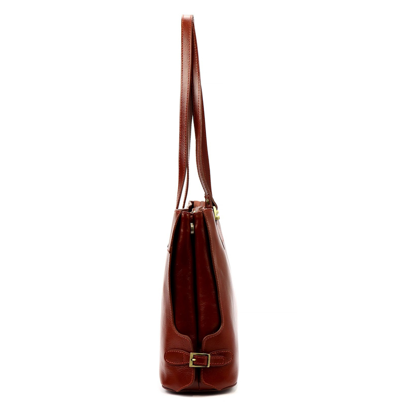 Skórzana elegancka shopperbag pojemna na ramię z kieszeniami Florence