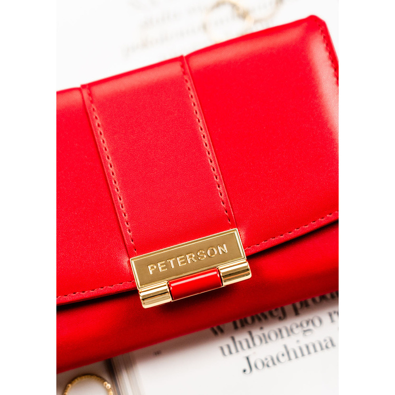 Czerwony portfel damski wykonany ze skóry ekologicznej - Peterson