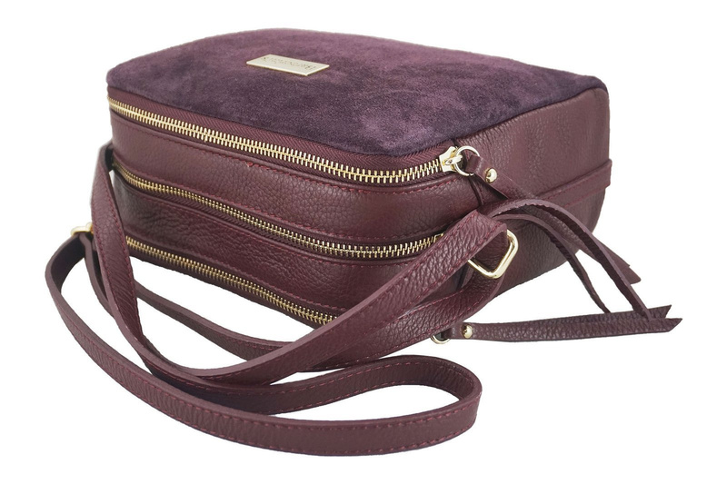 Damska skórzana listonoszka włoska - Beżowa ciemna