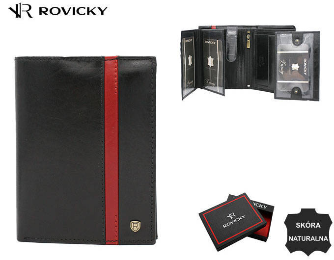 Męski pojemny skórzany portfel z RFID od Rovicky