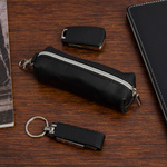 Skórzane etui na długie klucze duże kluczówka karabińczyk skóra czarne Beltimore L66