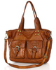 Torba skórzana shopper XL na ramię z dwoma kieszeniami MARCO MAZZINI brąz camel