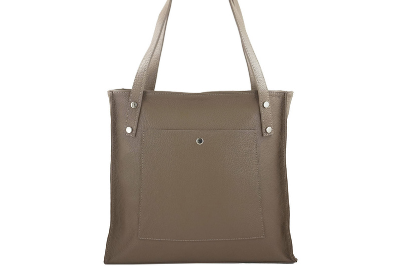 Torebka skórzana na ramię damska - Beżowa ciemna