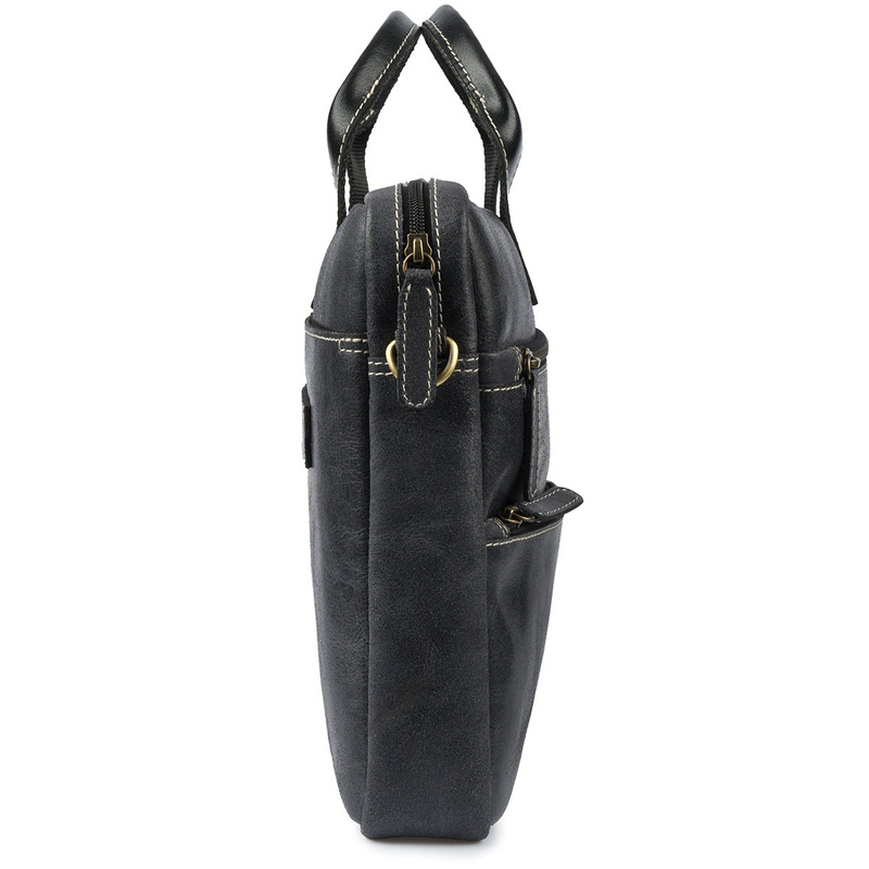 Torba męska skórzana na laptopa ramię komputer duża nubuk czarna Beltimore N04