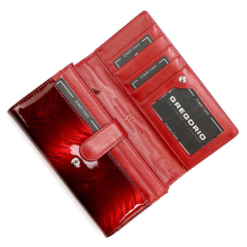 Gregorio duży damski portfel skóra naturalna lakierowana portmonetka