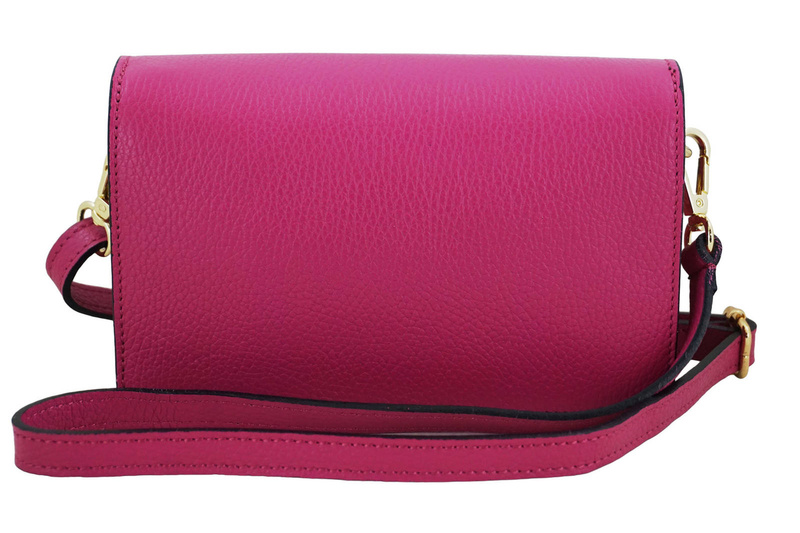 Torebka damska wizytowa skórzana - Fuksja