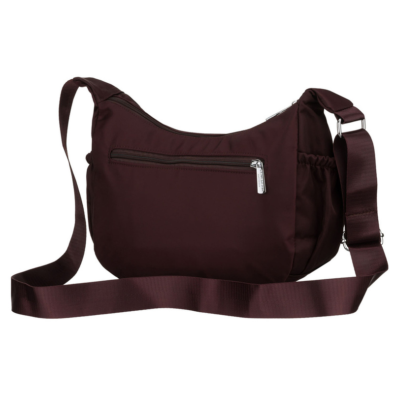 Bordowa torebka damska z poliestru zamykana suwakiem, dwukomorowa - Peterson