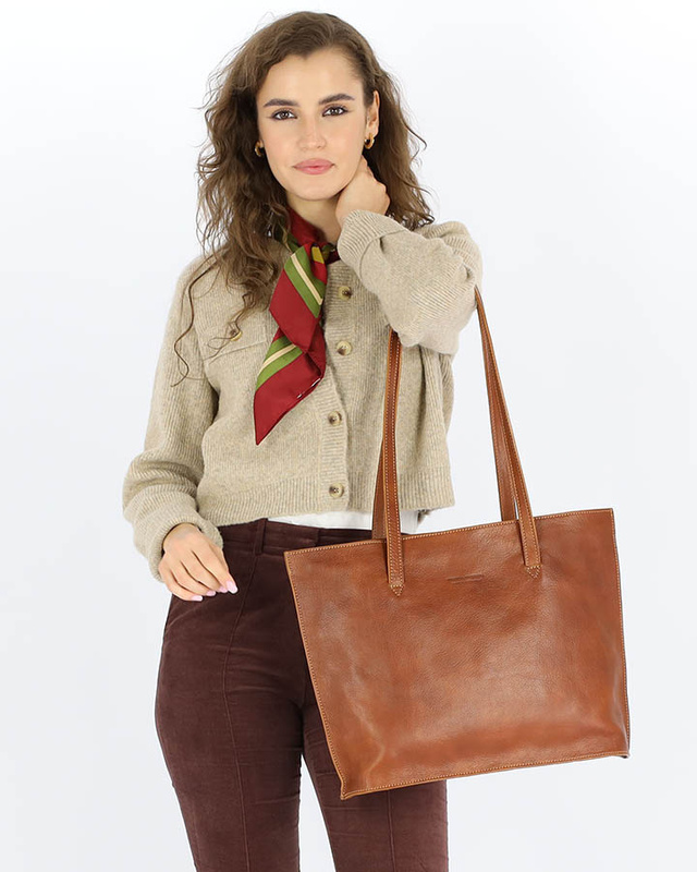 Duża torba shopperka biznesowa damska skórzana - MARCO MAZZINI brązowa