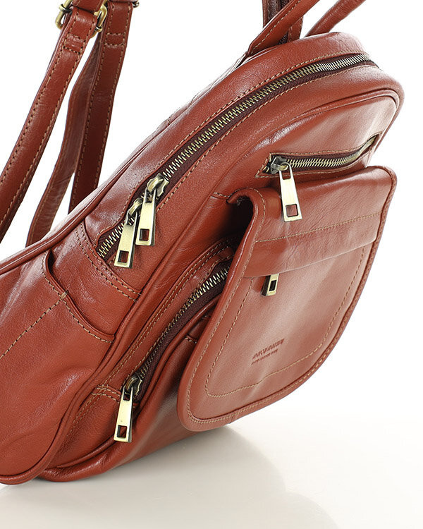 Plecak skórzany damski perfekcyjna organizacja - MARCO MAZZINI brąz whisky