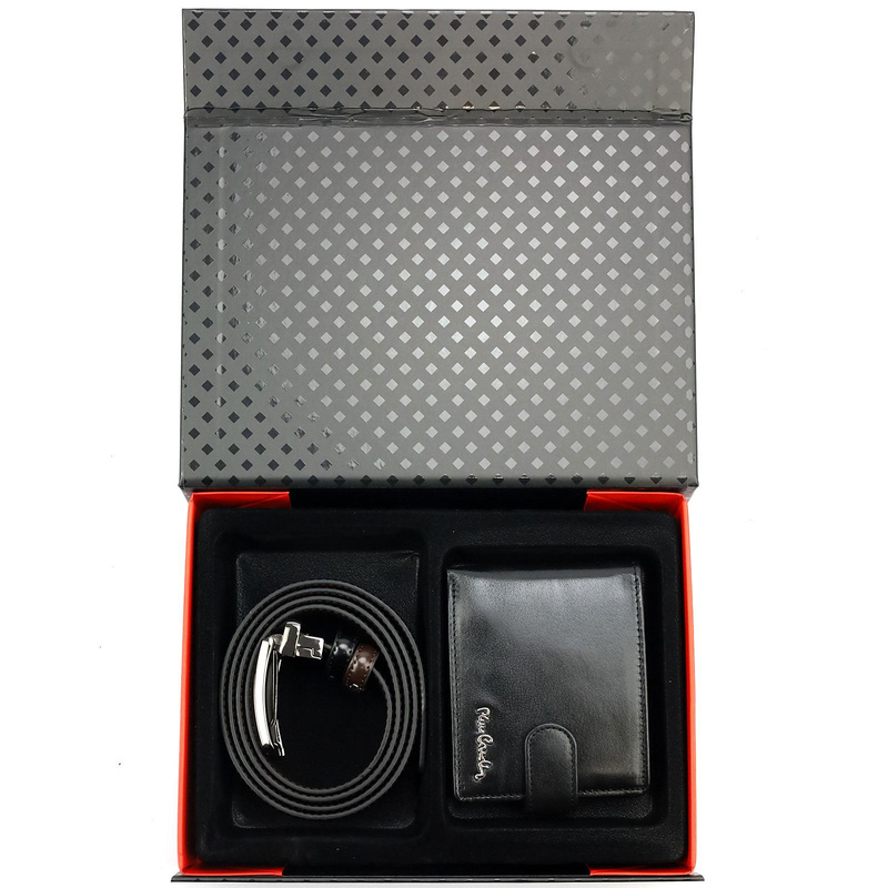 Pierre Cardin zestaw na prezent skórzany portfel i pasek do spodni męski