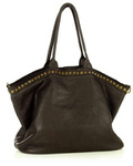 Duża torebka skórzana oversize style shopper bag - MARCO MAZZINI ciemny brąz caffe
