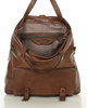 Skórzana torebka plecak z kieszenią z przodu - MARCO MAZZINI czekoladowy brąz