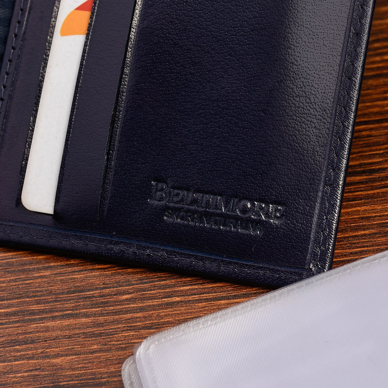 Etui na dokumenty karty granatowe skórzane slim Beltimore G95