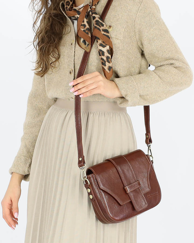 Torebka skórzana crossbody bag MAZZINI VERONA - brąz
