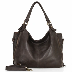 Torba skórzana wysokogatunkowa na ramię styl miejski shoulder leather bag - MAZZINI brąz caffe