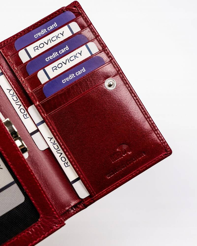 Skórzana damska portmonetka zgrabna z RFID Rovicky