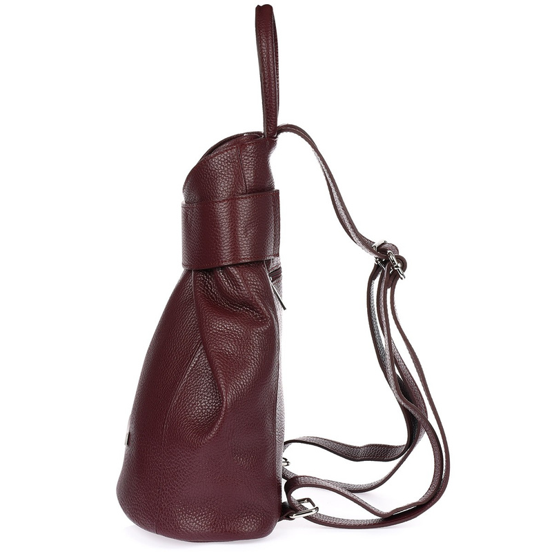 Burgundowy skórzany plecak damski elegancki z zapięciem Beltimore T54