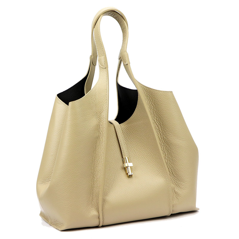 Vera Pelle damska torebka na ramię skóra naturalna shopperbag z paskiem