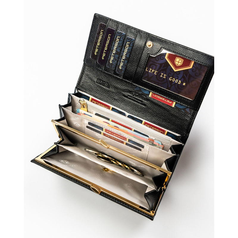 skóra naturalna + Damski portfel ze skóry ekologicznej Peterson PTN PS122-MLF