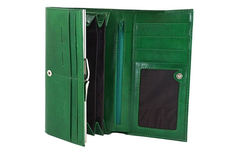 Klasyczny portfel skórzany damski - Czerwony