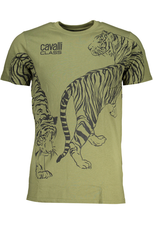 ZIELONY T-SHIRT MĘSKI Z KRÓTKIM RĘKAWEM KLASY CAVALLI