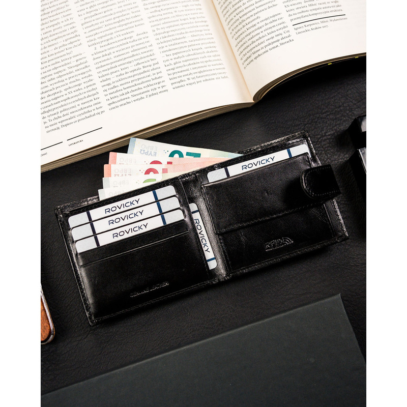 Kompaktowy męski portfel skórzany Rovicky z RFID