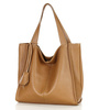Modna torebka damska skórzany shopper bag - MARCO MAZZINI Portofino Max camel