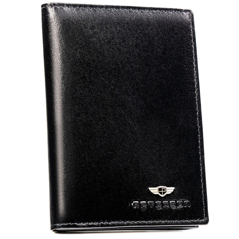 Skórzane, duże etui w czarnym kolorze przeznaczone na dokumenty i karty - Peterson