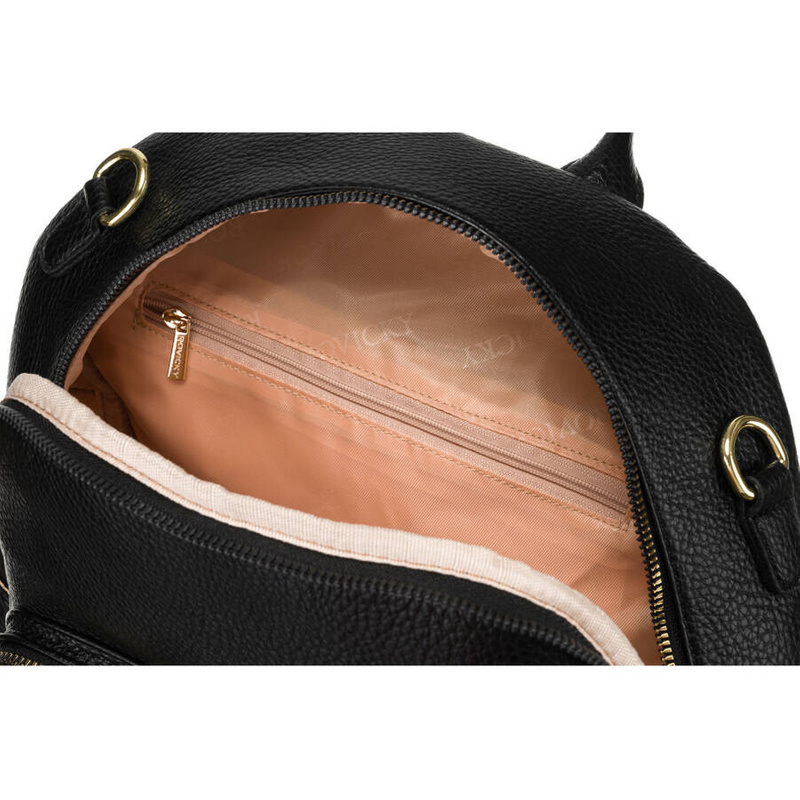 Elegancki plecak damski z bocznymi kieszeniami wykonany ze skóry ekologicznej w beżowym kolorze - Rovicky