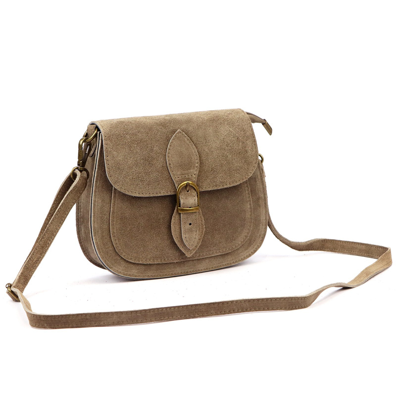 Luka Klasyczna Zamszowa damska listonoszka skórzana przez ramię z kieszenią