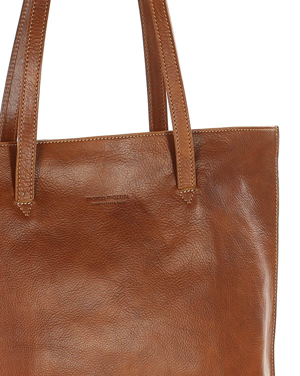 Duża torba shopperka biznesowa damska skórzana - MARCO MAZZINI brązowa