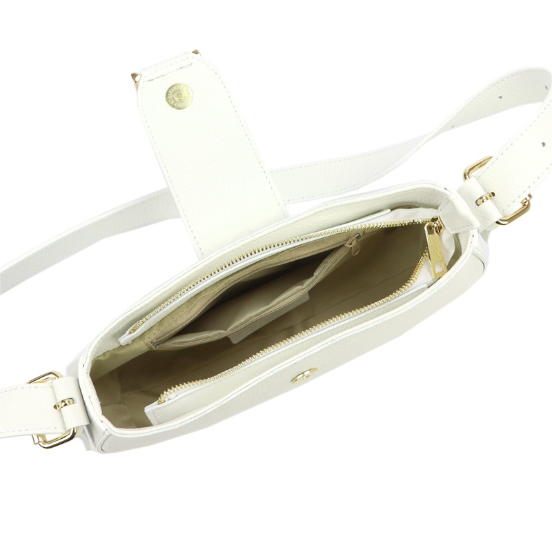 Vera Pelle damska listonoszka z kieszenią torebka na ramię skóra naturalna