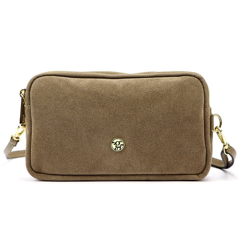 Gregorio damska listonoszka skóra naturalna zamsz trzykomorowa na ramię