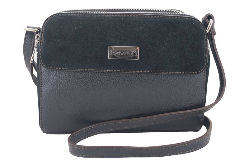 Torebka skórzana crossbody zamszowa - Brązowa jasna