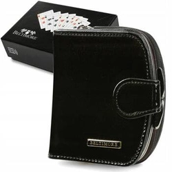 Portfel skórzany damski RFiD skóra na karty klasyk czarny Beltimore A01