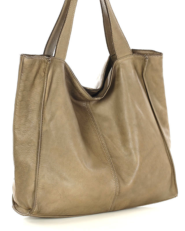 MARCO MAZZINI Torebka miejski shopper bag skóra naturalna handmade beżowa cappuccino