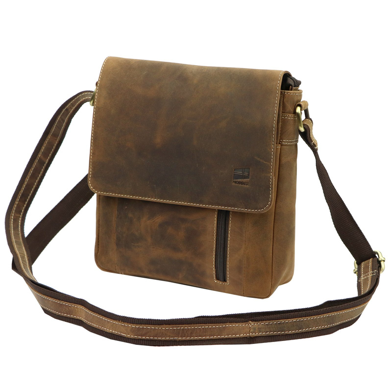 Nordee saszetka męska skóra naturalna torba na ramię miejska z kieszeniami