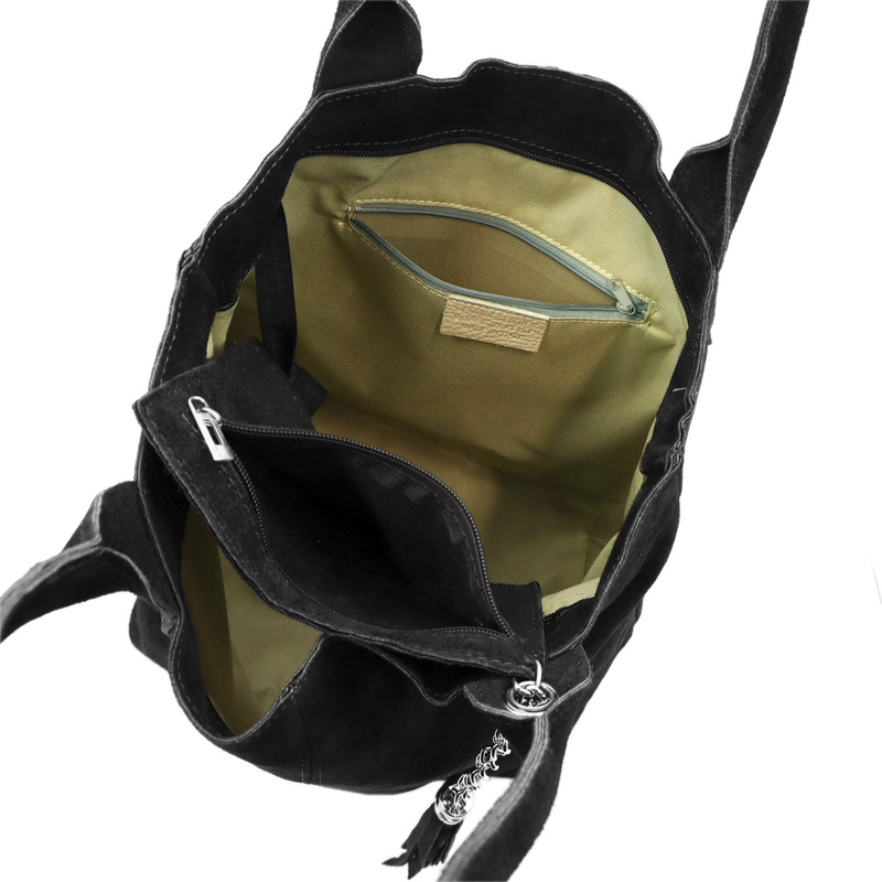 Vera Pelle damska shopperbag skóra naturalna zamszowa torebka na ramię duża