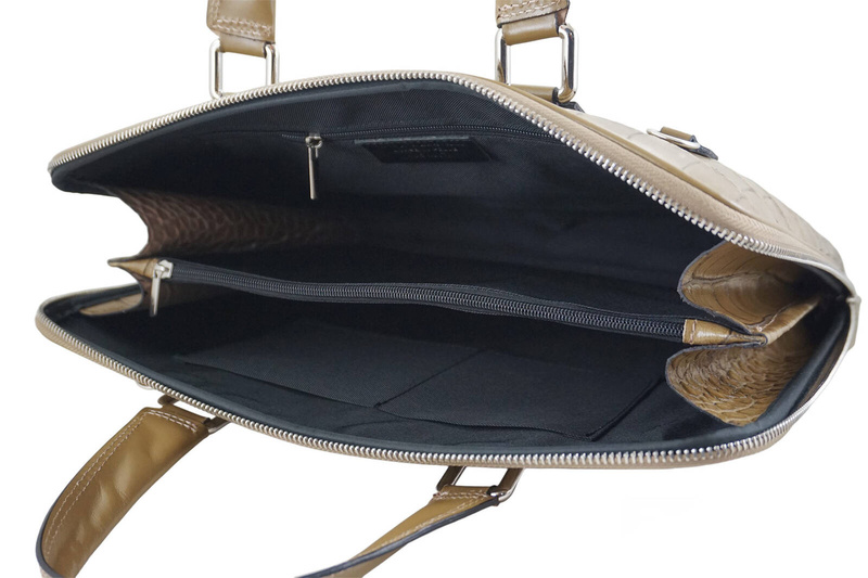 Torba na laptopa damska skórzana Barberinis - Beżowa ciemna