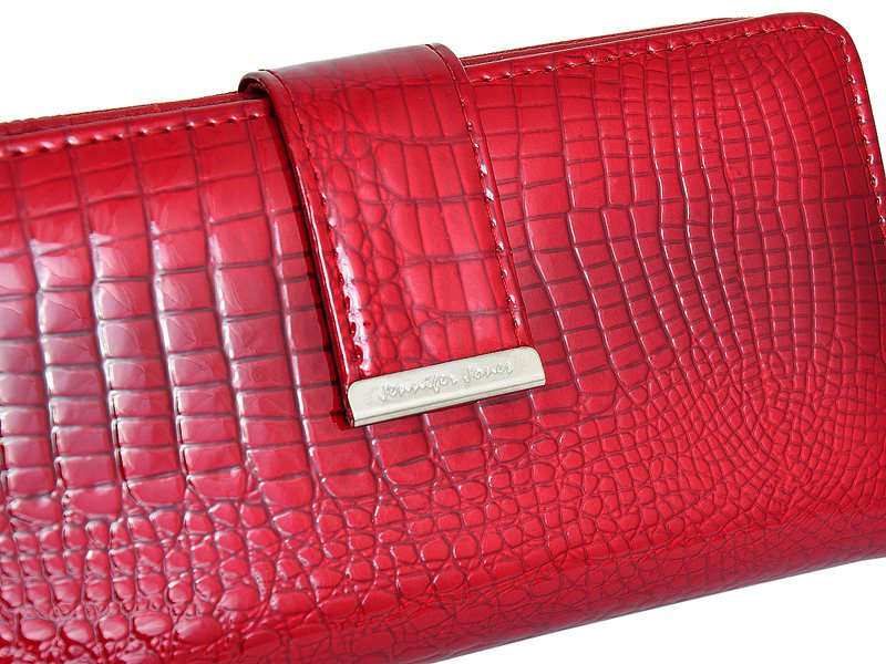 Stylowa Lakierowana duża damska skórzana portmonetka marki Jennifer Jones