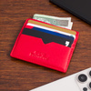 Etui na dokumenty karty wizytówki skórzane slim portfel czerwone Beltimore E49
