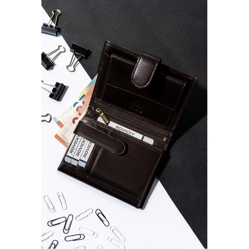 Skórzany męski portfel Rovicky N104L-RVT RFID